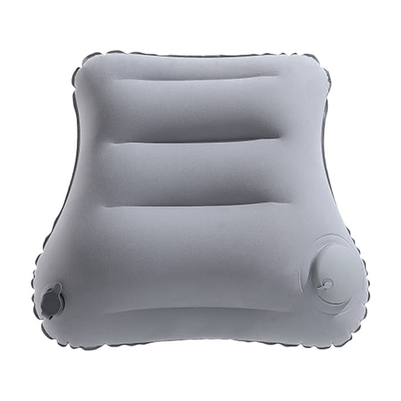 Flocking PVC Inflatable Lumbar Pillow for Travel | Car Nap Support Cushion | Ergonomic Backrest for Comfort during Long Sitting | Portable Storage Bag Included Gray