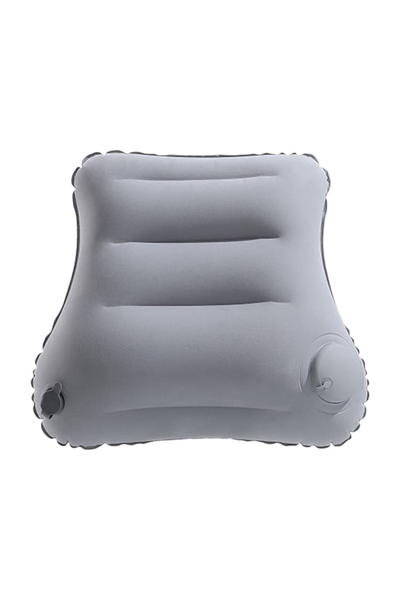 Flocking PVC Inflatable Lumbar Pillow for Travel | Car Nap Support Cushion | Ergonomic Backrest for Comfort during Long Sitting | Portable Storage Bag Included Gray