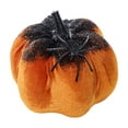 thumbnail image 1 of Flocking Pumpkin Ornaments Decoration, 3.9"X3.5"Black and Gold Glitter and Jewels Spider Pumpkin, Fall Halloween Thanksgiving Centerpiece, Wedding Centerpiece Decor(Orange), 1 of 6