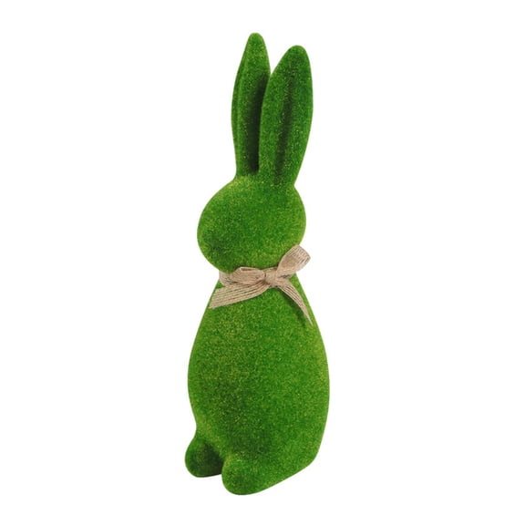 Flocking Rabbits Figurine Moss Rabbits Statue Sculpture Collectible Figurine Indoor Easter Decors Decorative Ornament