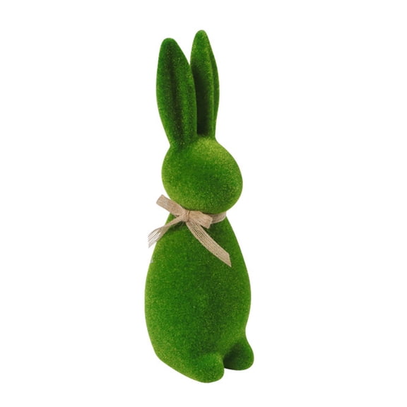 Flocking Rabbits Figurine Moss Rabbits Statue Sculpture Collectible Figurine Indoor Easter Decors Decorative Ornament