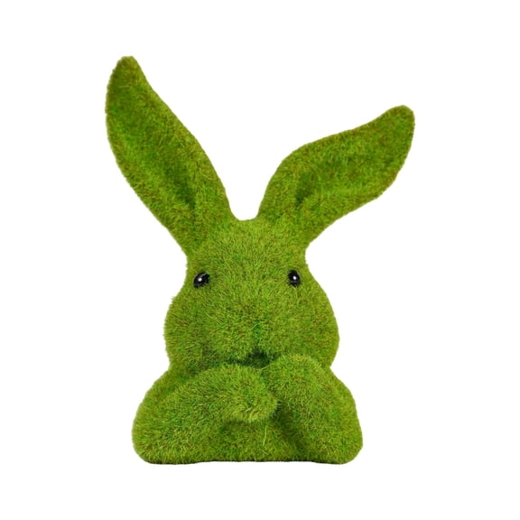 Flocking Rabbits Head Easters Decorations Artificial Moss Bunnies Figurine Tabletop Ornament for Home Garden Decors