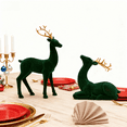 thumbnail image 1 of Flocking Reindeer Christmas Tabletop Decoration, Green, 13", 2 Count Christmas Decor Deer Figurine Decorations, by FAJHHA, 1 of 8