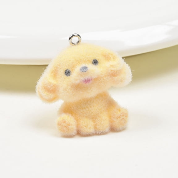Flocking Resin 3D Keychain Pendant, Cute Cartoon Animal Charm for Car Keys Bag, Soft Flocked Mini Figure Accessory