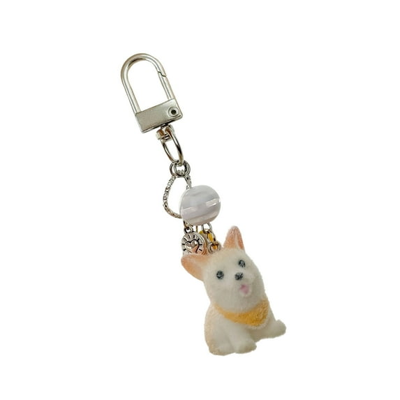 Flocking Shiba Inu Keychain Phone Lanyard Rope Artistic Dog Figure Lightweight Construction Ornament For Keyrings