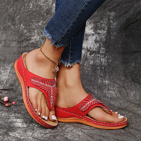 Floenr Flip Flops for Women,Summer Ladies Flip-Flops Wedge Heel Slippers Sandals Casual Flip Flops Women's Shoes