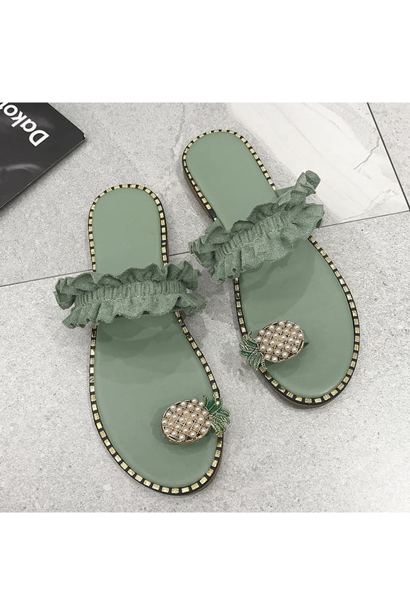 Flip Flops for Women,Women Summer Sandals Ladies Pineapple Sandals Clip Toe Flip Flops Boho Casual Slippers Beach Shoes