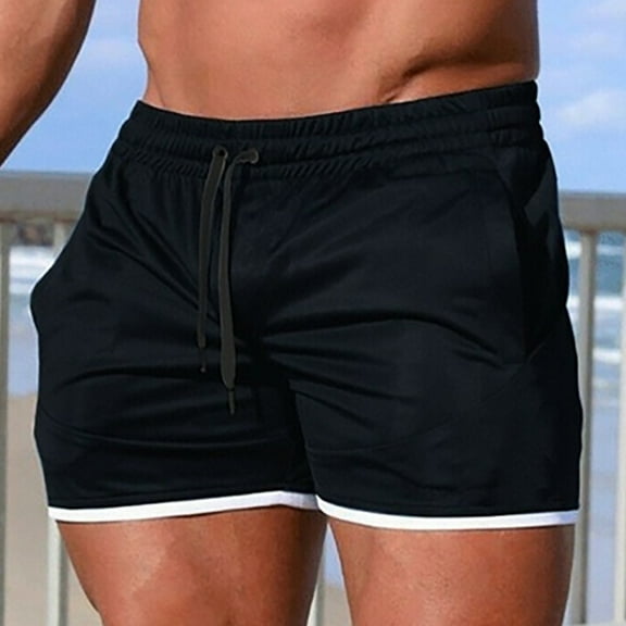 Floenr Mens Shorts,Men Solid Breathable Three-point Pants Beach Shorts Sports Elasticated Lace-up Trousers