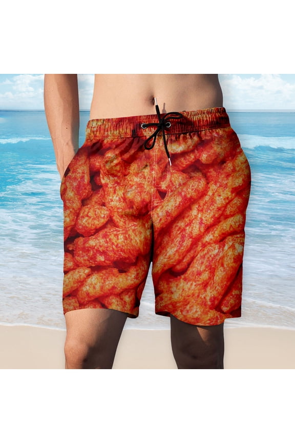 Mens Swimming Trunks,Men's Food Realistic 3D Printed Summer Shorts Beach Shorts Beach Swim Shorts