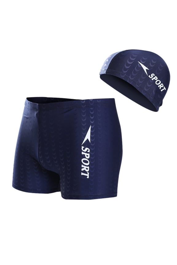 Mens Swimming Trunks,Men's Stripe Sexy Nylon Breathable Bulge Briefs Swimming Trunks Swim Cap Suit