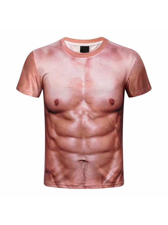 Mens T Shirts,3D Slugger Muscle Suit Muscle Man Personality Realistic Short-sleeved T-shirt