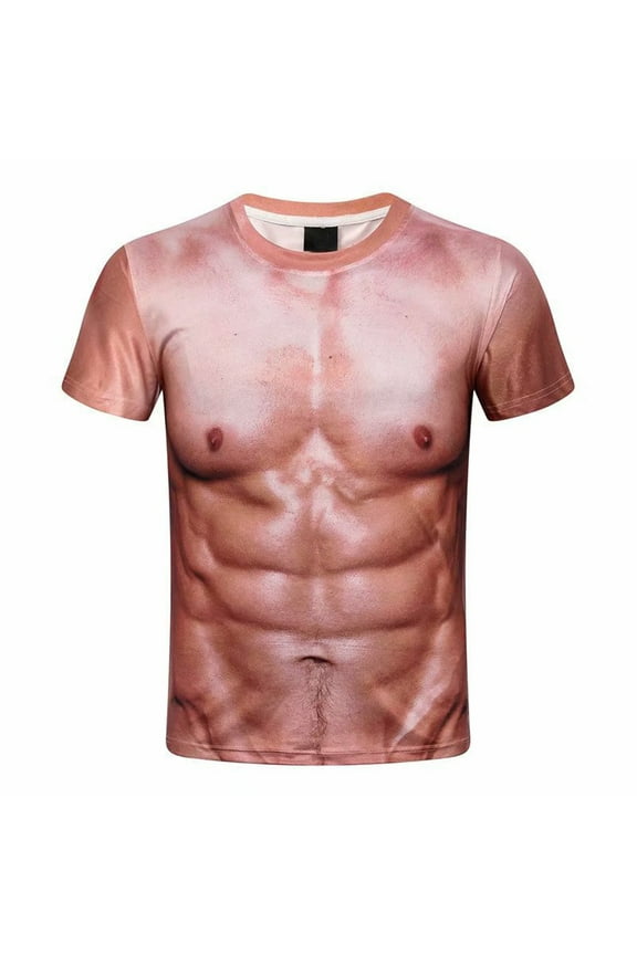 Mens T Shirts,3D Slugger Muscle Suit Muscle Man Personality Realistic Short-sleeved T-shirt