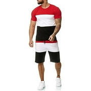 Floenr Mens T Shirts,Men 2 Piece Casual O-Neck Short Sleeve Tee Shirts And Fit Sport Shorts Set