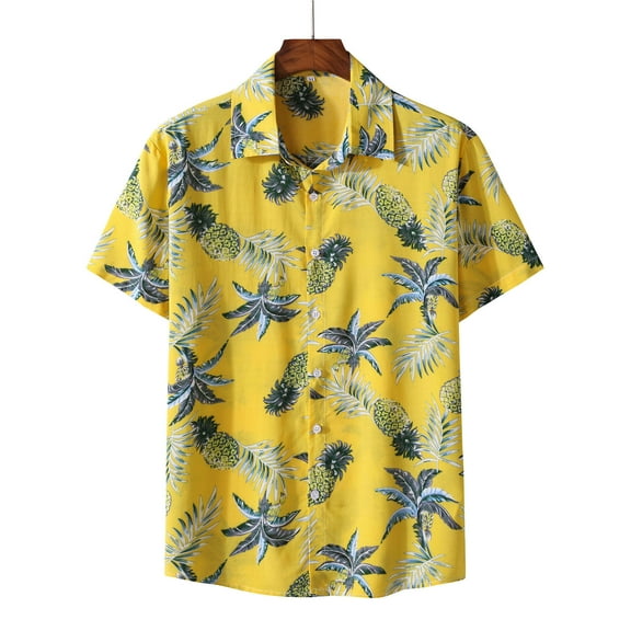 Floenr Mens T Shirts,Men Casual Buttons Beach Turndown Solid Fashion Single-breasted Short-sleeved Shirt