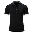 thumbnail image 1 of Floenr Mens T Shirts,Men Casual Solid Button Short Sleeve Stand Collar Pullover T-Shirt Tops, 1 of 5