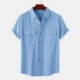 thumbnail image 1 of Floenr Mens T Shirts,Men Casual Solid Buttons Beach Double Pocket Turndown Short Sleeve Shirt Blouse, 1 of 4