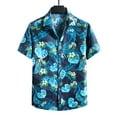 thumbnail image 1 of Floenr Mens T Shirts,Men Hawaiian Short Sleeve Beach Stand-up Collar Shirt Printed Summer Casual Button Down Shirts, 1 of 4
