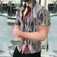 thumbnail image 1 of Floenr Mens T Shirts,Men Hawaiian Short Sleeve Beach Stand-up Collar Shirt Printed Summer Casual Button Down Shirts, 1 of 3