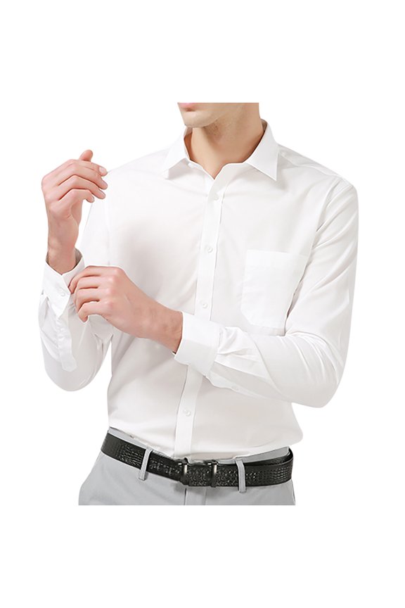 Mens T Shirts,Men Turndown Solid Business Pocket Slim Fit Buttons Long Sleeve Shirt