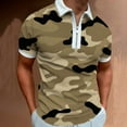 thumbnail image 1 of Floenr Mens T Shirts,Men's 3D Printed Lapel Half Zip Pullover Athleisure Short Sleeve T-Shirt, 1 of 3