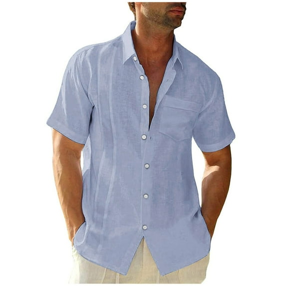 Floenr Mens T Shirts,Men's Button Trend Casual Shirts Cotton Linen Shirts Long Sleeve Shirts
