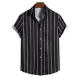 thumbnail image 1 of Floenr Mens T Shirts,Men's Casual Slim Stripe Button Lapel Short Sleeve Shirt, 1 of 9