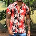 thumbnail image 1 of Floenr Mens T Shirts,Men's Lapel Hawaiian Print Loose Short Sleeve Shirt, 1 of 3