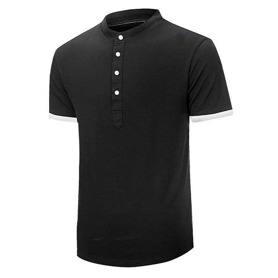 Floenr Mens T Shirts,Men's Plus Size Shirts Solid Color Short Sleeve T-Shirts Button-Up Shirts