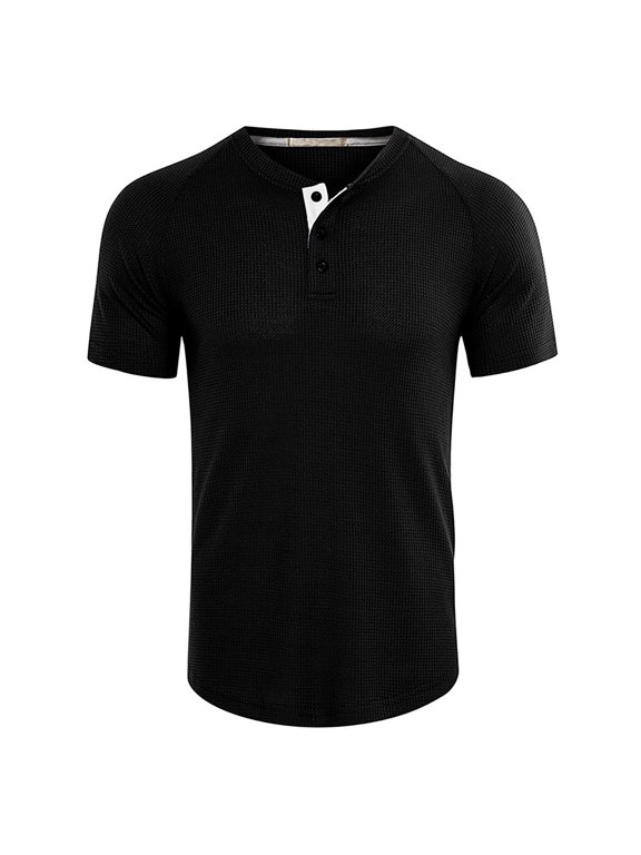 Mens T Shirts,Men's Plus Size Shirts Solid Color Short Sleeve T-Shirts Button-Up Shirts