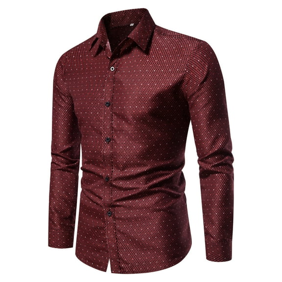 Floenr Mens T Shirts,Men's Printed No Iron Loose Button Lapel Long Sleeved Shirt