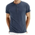 thumbnail image 1 of Floenr Mens T Shirts,Men's Solid Color Round Neck Half Button Pullover Casual Short Sleeve T-Shirt, 1 of 2
