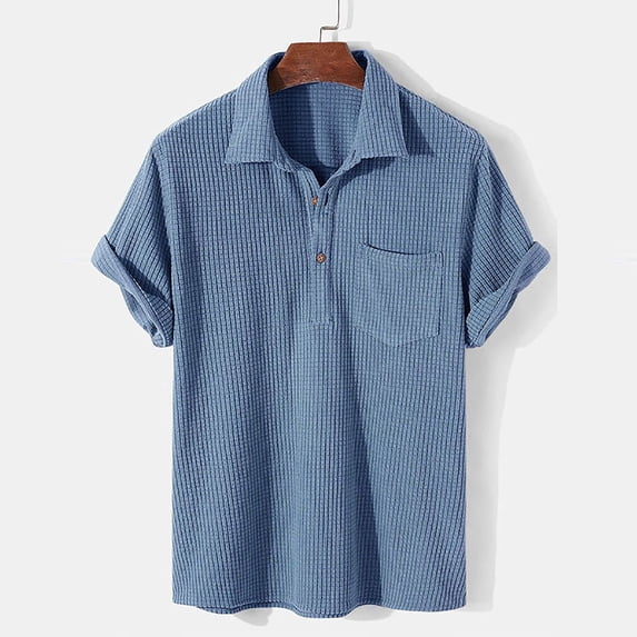 Floenr Mens T Shirts,Men's Summer Fashion Short Sleeve Casual Solid Color Button-Up Shirts
