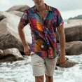 thumbnail image 1 of Floenr Mens T Shirts,Mens Ethnic Short Sleeve Casual Cotton Linen Printing Hawaiian Shirt Blouse, 1 of 1