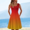thumbnail image 1 of Floenr Summer Dresses for Women,Women's Casual Summer Tank Sleeveless Knee Length Pleated Sun Dresses Tie-Dye Gradient Rainbow Floral Print Dress, 1 of 5
