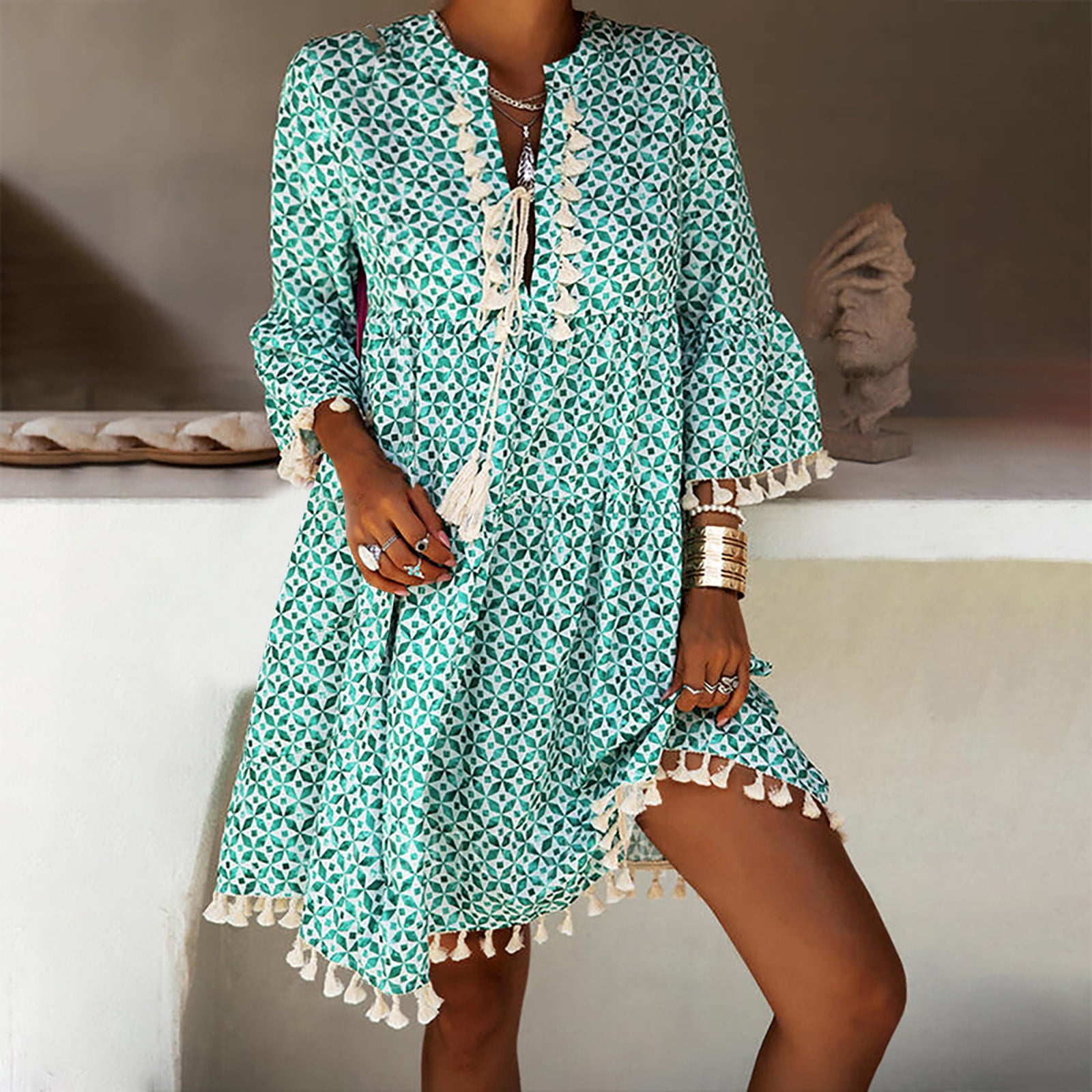 Casual sundresses with short sleeves sale