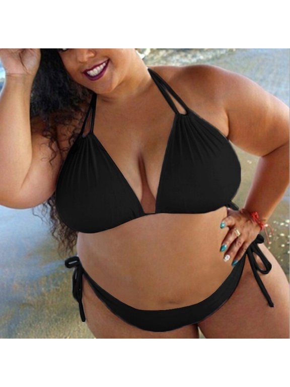 Two Piece Women's Bikini Swimsuit Set,Womens Solid Push Up Padded Plus Size Bikini Set Swimsuit Bathing Suit Swimwear
