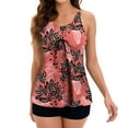 thumbnail image 1 of Floenr Two Piece Women's Tankini Swimsuit Set,Vintage Strappy Scoop Neck Floral Print Bathing Suits,Knot Adjustable Bikini Swimwear Beachwear, 1 of 4
