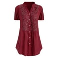 thumbnail image 1 of Floenr Women's Plus Size Tops,Fashion Women Casual Plus Size Lace Solid Short Sleeves V-Neck Shirt Blouse Tops, 1 of 3