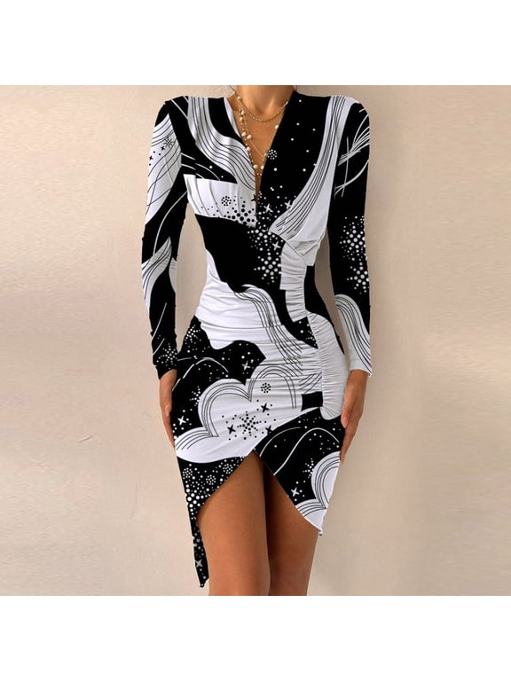 Womens Plus Size Maxi Dresses,Sexy V Neck Star Printed Slim Summer Dresses,Party Beach Ruched Leopard Print Floral Empire Waist Mini Dress