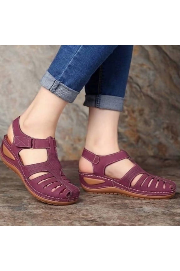 Womens Sandals Flip Flops for Women,Soft Leather Closed Toe Vintage Anti-Slip Sandals For Women High-quality