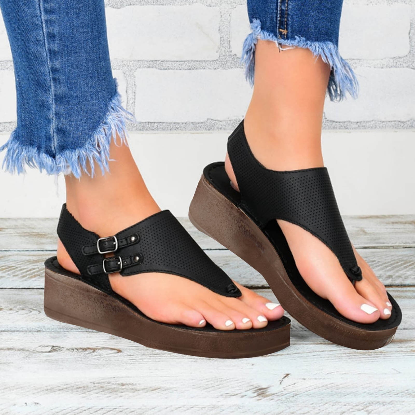 Floenr Womens Sandals Flip Flops for Women,Platform Sandals For
