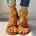 thumbnail image 1 of Floenr Womens Sandals Flip Flops for Women,Summer Ladies Fashion Flower Breathable Printing Round Toe Flat Sandals, 1 of 4