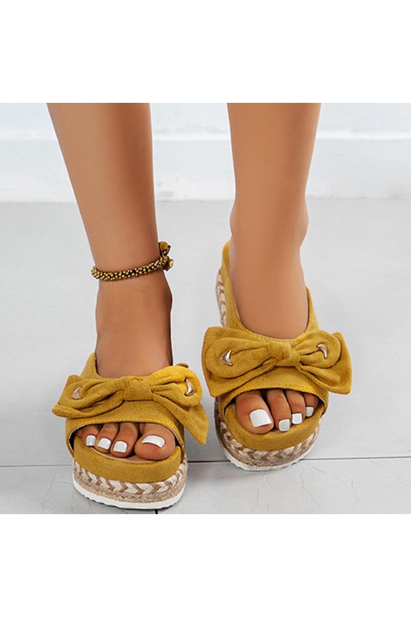 Womens Sandals Flip Flops for Women,Summer Ladies Slippers Thick Soled Sandals Casual Women Shoes Bow Fish Mouth Slippers