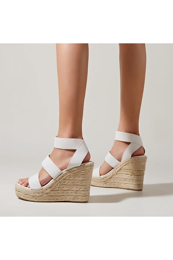 Womens Sandals Flip Flops for Women,Women Shoes Casual Peep Toe Wedges Super High Heels Fashion Elastic Lace-up Sandals