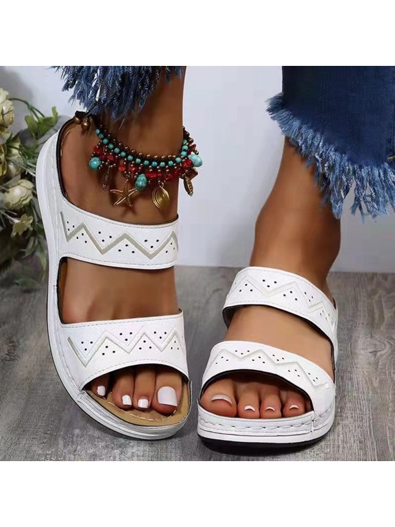 Womens Sandals Flip Flops for Women,Women Splicing Slope Heel Open Toe Slippers Shoes Comfy Sandals Casual Comfortable Beach Sandals