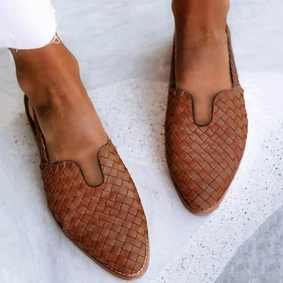 Floenr Womens Sandals Flip Flops for Women,Women's Pointed Flat Shoes Weave Casual Shoes Solid Comfortable Sandals Shoes