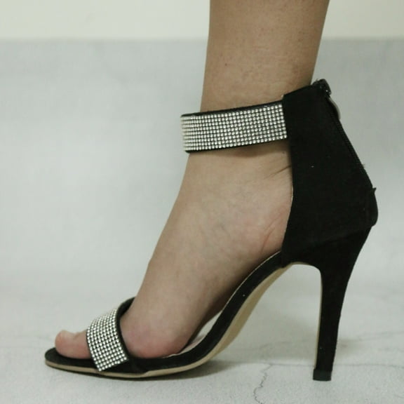 Floenr Womens Sandals Flip Flops for Women,Women's Shoes Fashion Solid Color Minimalistic Sexy Rhinestone Classic Fine High Heels Sandals