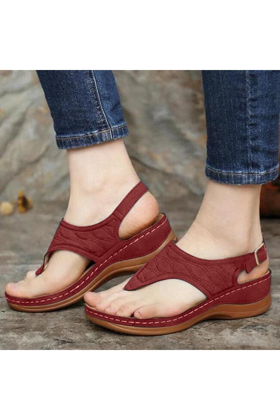 Womens Sandals Flip Flops for Women,Women's Wedge Heel Flip Flops Multicolor Embroidered Sandals Slippers
