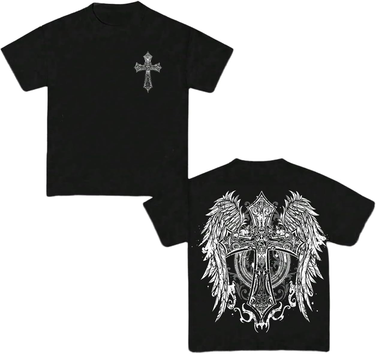 Floerns Boys' Christian Graphic Tee with Gothic Cross Print, Y2K