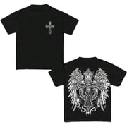 Floerns Boys' Christian Graphic Tee with Gothic Cross Print, Y2K Street Style Short Sleeve T-Shirt for Teens